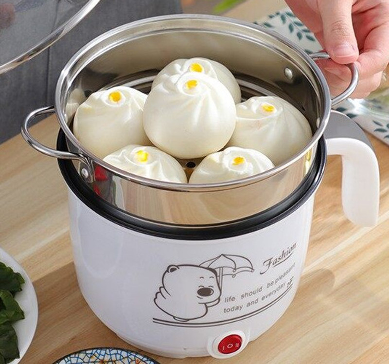 GAMADIYN BAZAAR Automatic Multi color Cooker Warmer Electric Cooking Pot Mode Single kettle Travel Cooker, Rice Cooker, Food Steamer, Egg Cooker, Egg Boiler(1.8 L, Pink)