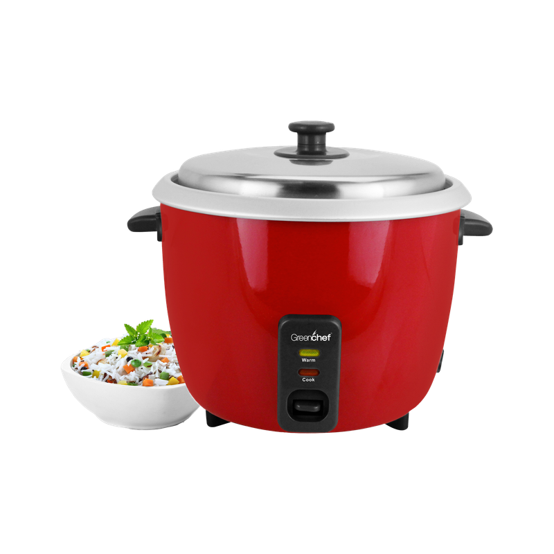 Greenchef Carlo Ace Single Pot Electric Rice Cooker with Steaming Feature(1.8 L, Red)
