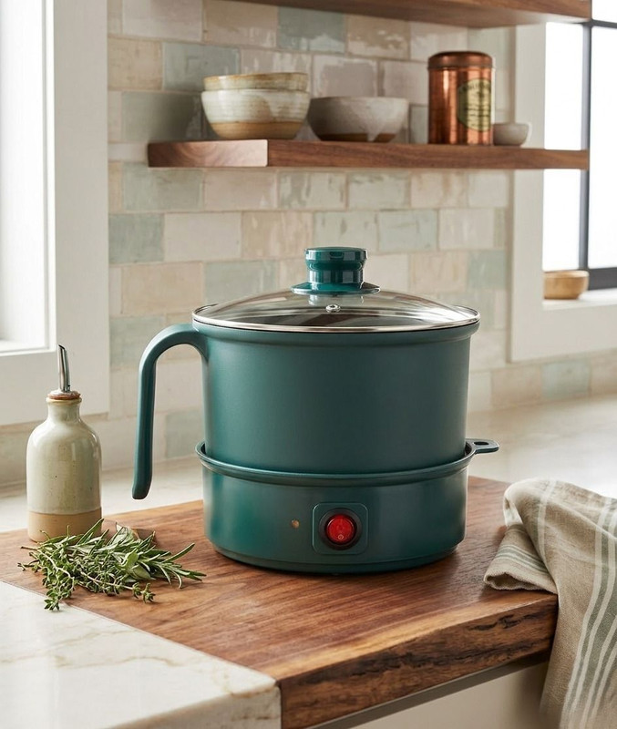 FRESINIYA ENTERPRISES Portable Multi-Cooker with Power Adjustment Egg Boiler, Egg Cooker, Egg Roll Maker, Rice Cooker(1.5 L, Green)