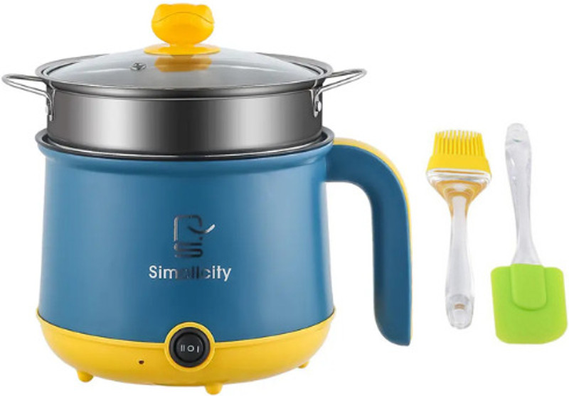 SK RAYAN 3-In-1 600W Multi Cooker with Stainless Steel Steamer, 1.8 L Tempered Glass Lid Travel Cooker, Rice Cooker, Egg Boiler, Egg Cooker, Deep Fryer, Egg Roll Maker, Food Steamer(1.8 L, Multicolor)