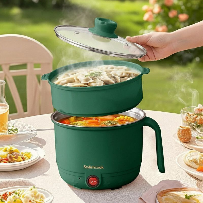 BazaarNest Electric Multifunction Cooking Pot Electric Cooker Steamer Cook pots 179 Rice Cooker, Travel Cooker, Egg Cooker(1.5 L, Multicolor)