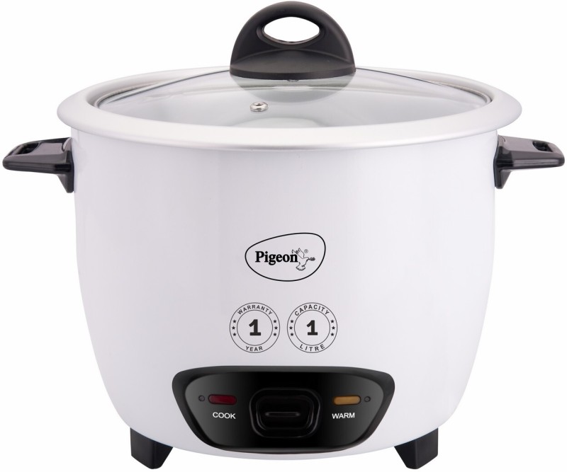 Pigeon JOY SINGLE POT AUTOMATIC MULTI COOKER WARMER Electric Rice Cooker with Steaming Feature(1 L, White, Pack of 3)