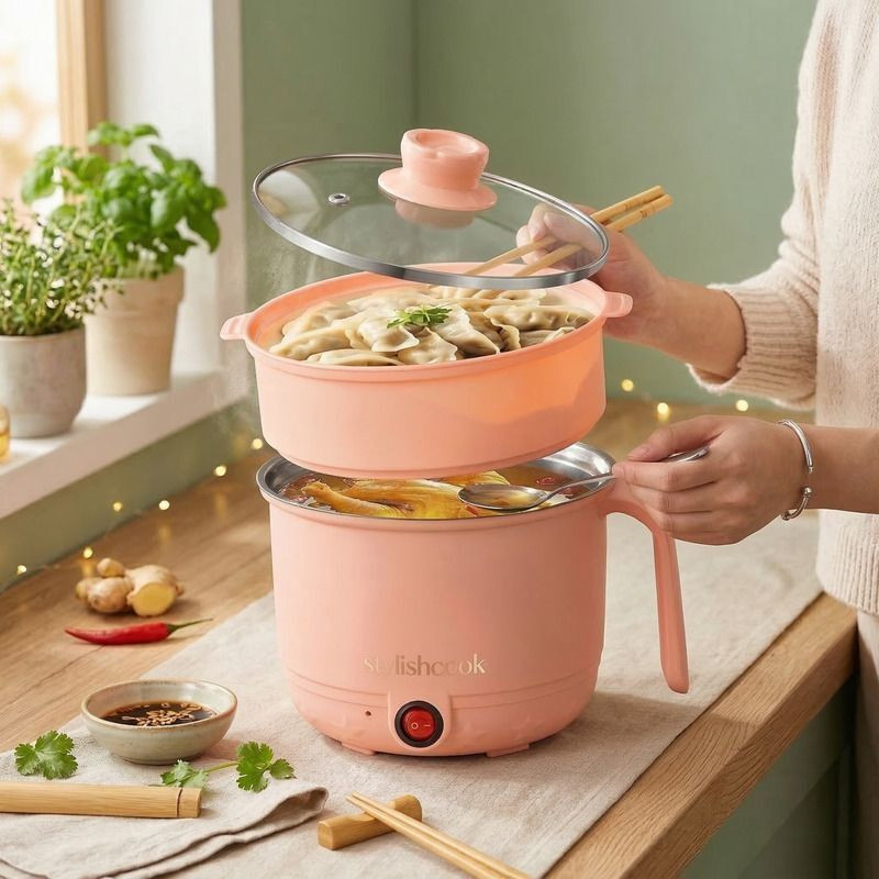 Anadaya Enterprise Electric Multifunction Mini Electric Cooker Steamer Egg Cooker, Travel Cooker, Egg Boiler, Rice Cooker(1.5 L, Multicolor)