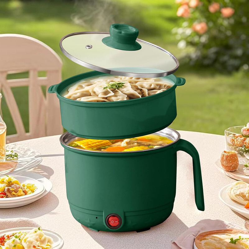stylishcook Electric Multifunction Cooking Pot Electric Cooker Steamer Cook pots 182 Rice Cooker, Egg Cooker, Egg Boiler, Deep Fryer, Travel Cooker, Air Fryer(1.5 L, Green)