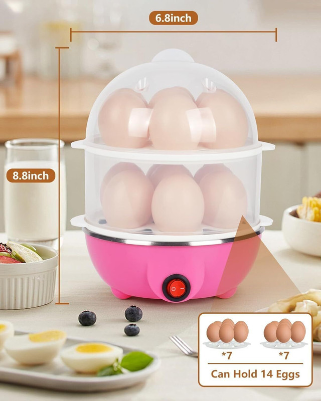 HeatNest Egg boiler double layer multifunction electric automatic cooker, steamer food A6 Egg Boiler, Travel Cooker(1.2 L, Pink)