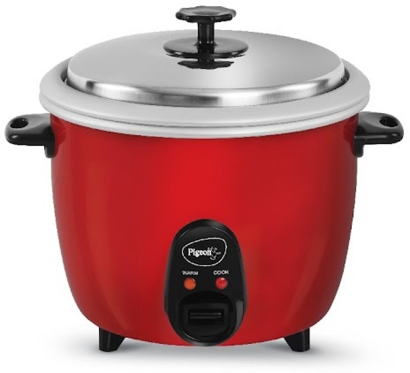 Pigeon 14930 Electric Rice Cooker with Steaming Feature(1.8 L, Red)