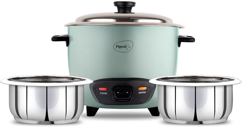 Pigeon Inox Stainleess Steel Automatic Electric Rice Cooker(1.8 L, Blue)