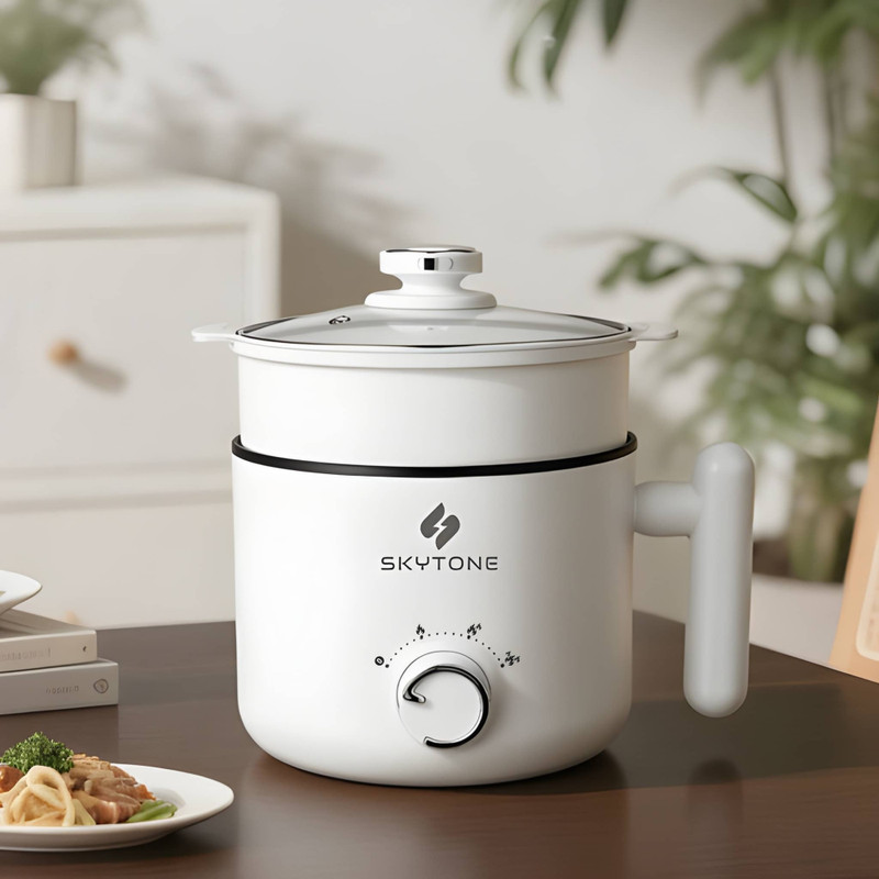 SKYTONE Multipurpose Electric Kettle Cooker With Ceramic Coating 2L Induction Cooktop Multi Cooker Electric Kettle(2 L, White)