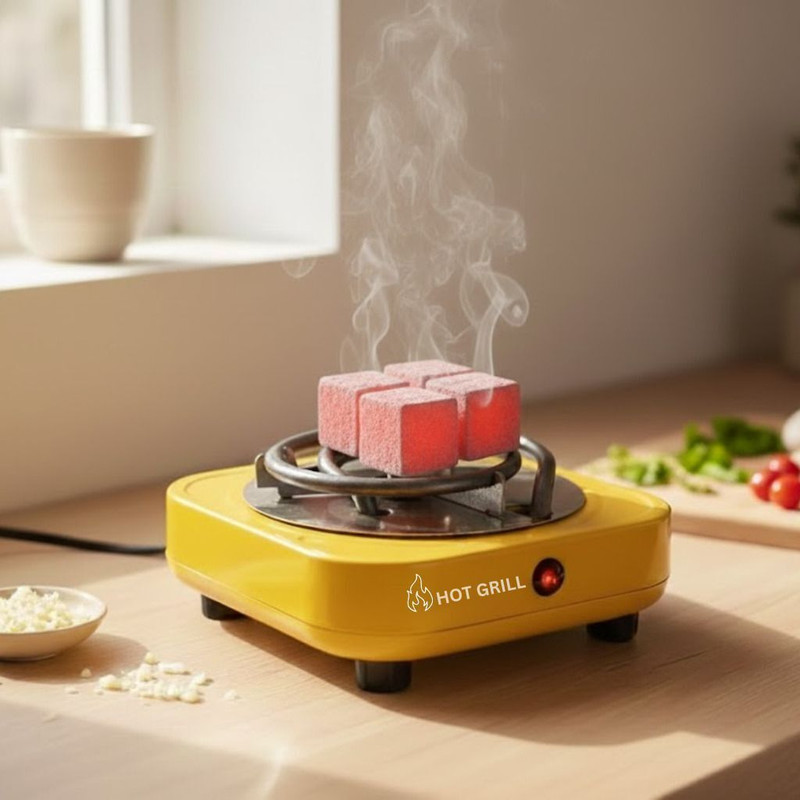 Hot Grill 500 W Radiant Cooktop Push Button(Black, 500W Electric Hot Plate Mini Single Burner Plug & Play Stove for Cooking Use Now)