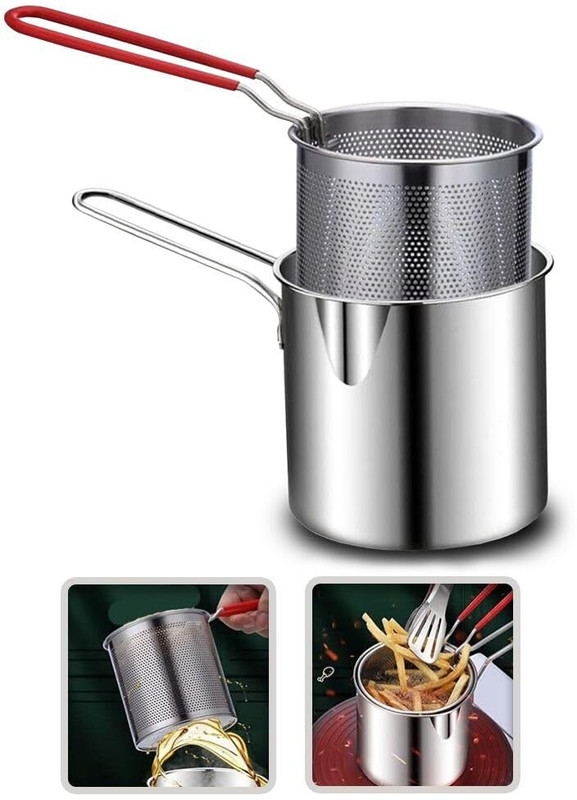Adhunyk Stainless Steel Deep Fryer Pot Pan with Universal Deep Bakset for Home 1.2 L Electric Deep Fryer