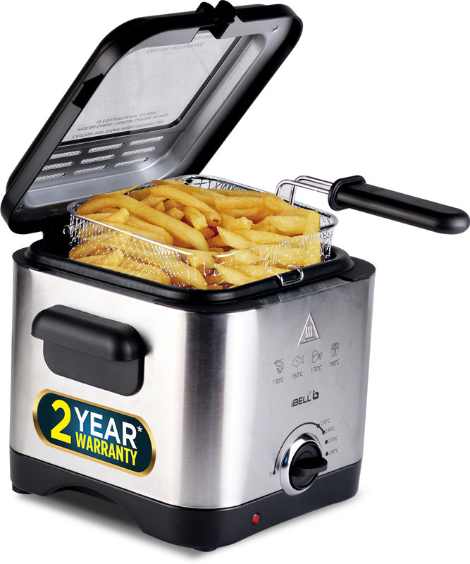 iBELL DF150M Deep Fryer 1.5 Litre for Home, 1500W, 4 Cooking Presets, Stainless Steel 1.5 L Electric Deep Fryer