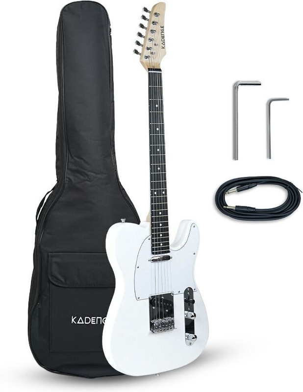 KADENCE TL1 Tennessee Series Electric Guitar 39" – Includes Padded Gig Bag & Cable Electro-acoustic Guitar(White Matte)
