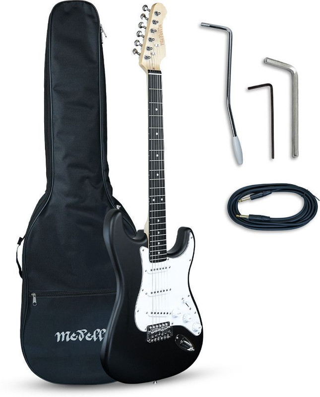 Medellin Electric Guitar 38” Complete Starter Kit - black matt finish Electro-acoustic Guitar(Black)