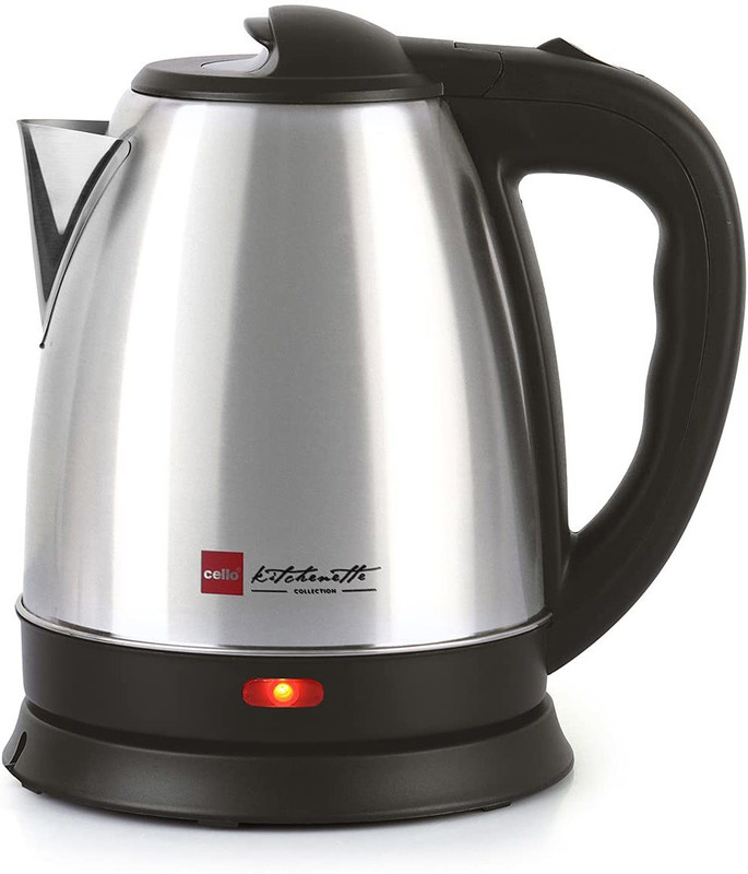 cello Quick Boil Electric Kettle (1.5 L, Silver and Black)