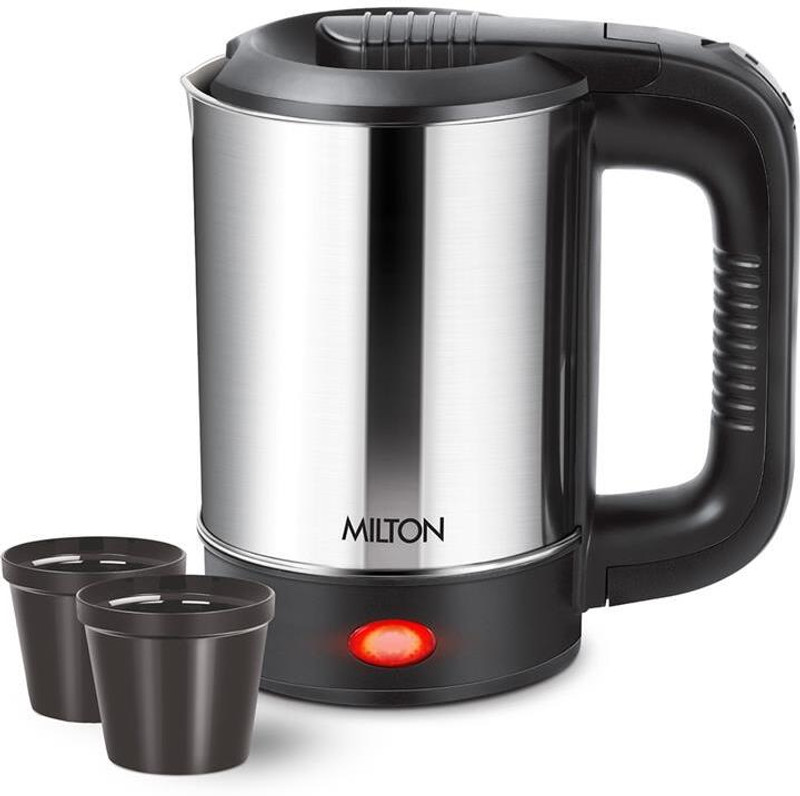 MILTON Euroline Electric Travel Kettle With Handle, 1000 Watt Beverage Maker(0.5 L, Silver)
