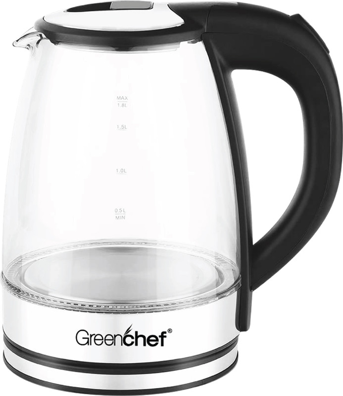 Greenchef Aura Electric Glass kettle 1.8Litres Capacity 1500 Watts Power Electric Kettle(1.8 L, Silver)