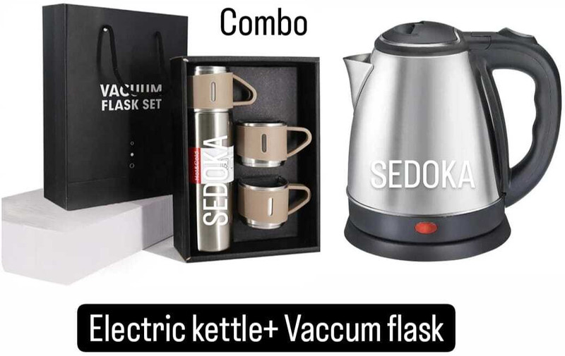 Sedoka Combo of Electric Kettle & Thermo Vaccum Flask Set (Insulated,500ML)TM-5 Electric Kettle(2 L, Silver)