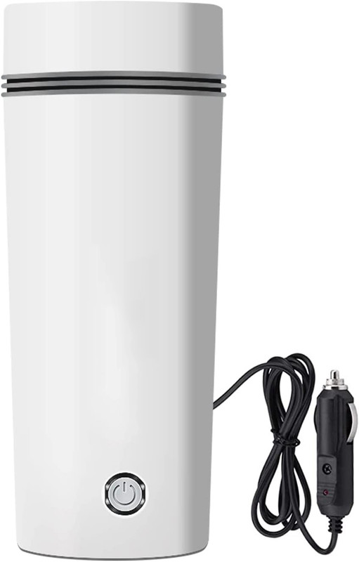 Oshotto 12V Stainless Steel Electric Kettle Cup Auto Shut-off for All Cars Electric Kettle(0.35 L, White)