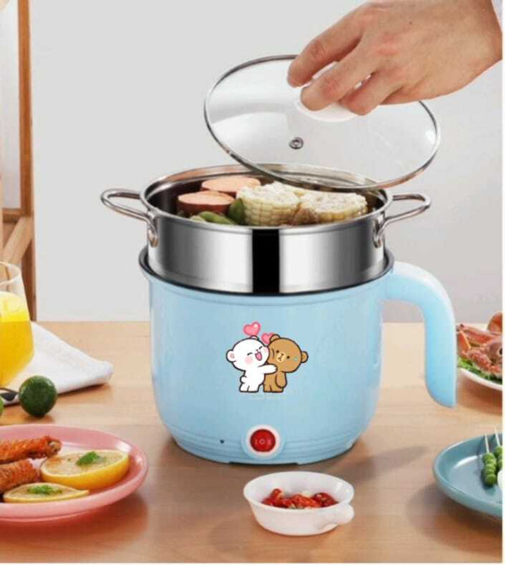 CREATION BAZAAR Non-Stick Multi-Function Colorful Electric Cooking Pot/Mini Rice Cooker Egg Cooker, Rice Cooker, Food Steamer(1.5 L, Multicolor)