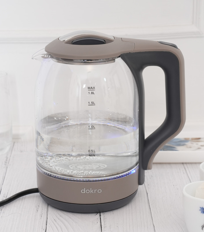 dokro 1.8L Electric Glass Kettle (1350W) | Borosilicate Glass, Auto shutoff | Premium Electric Kettle(1.8 L, Transparent Glass)
