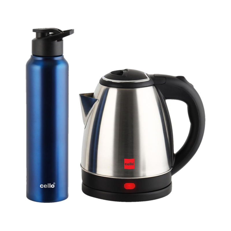 cello Quick Boil Lifestyle Kettle 1.5 L + Sippa 1000 ML Stainless Steel Water Bottle Electric Kettle(1.5 L, Silver)