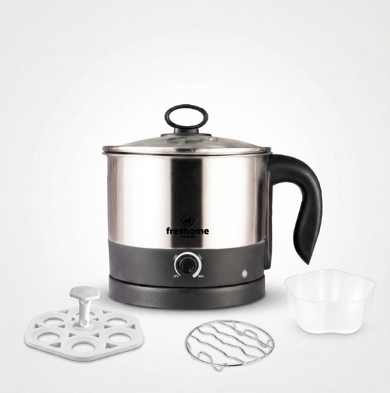Freshome 1.2L Stainless Steel Multi Electric Kettle 600W for Noodles, Soup & Eggs Multi Cooker Electric Kettle(1.2 L, Silver)
