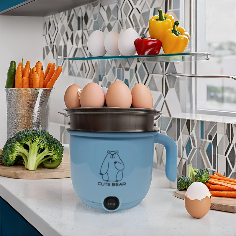 GAMADIYN BAZAAR Smart Electric Rice Cooker Portable Rice Cooker Multicolor Non-Stick Electric Travel Cooker, Rice Cooker, Food Steamer, Egg Cooker, Egg Boiler(1.8 L, Blue)