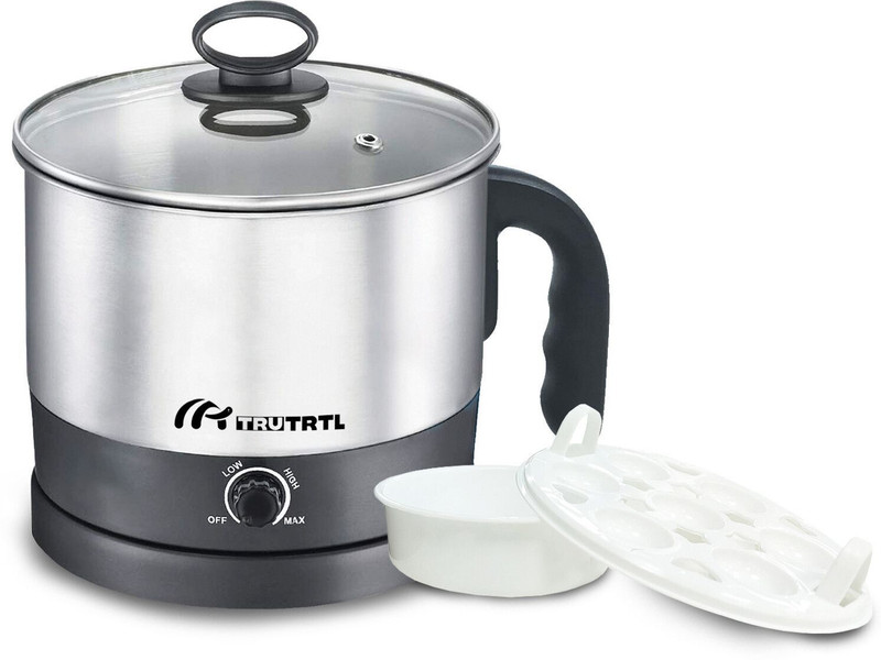 Tru trtl Multipurpose 1.3 Litre Kettle For Boiling Water, Eggs, Tea, Noodles, 600W Multi Cooker Electric Kettle(1.3 L, Silver)