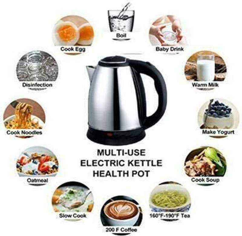 NIMYANK Multipurpose Tea Milk Coffee Maggi Maker, Cordless Steel Electric Kettle 7 Cups Coffee Maker(Silver , Black)