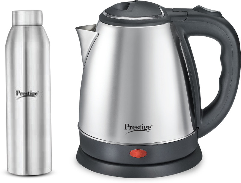 Prestige Electric Kettle PKOSS 1.5L+Single Wall water Bottle- Electric Kettle(1.5 L, Silver, Black)