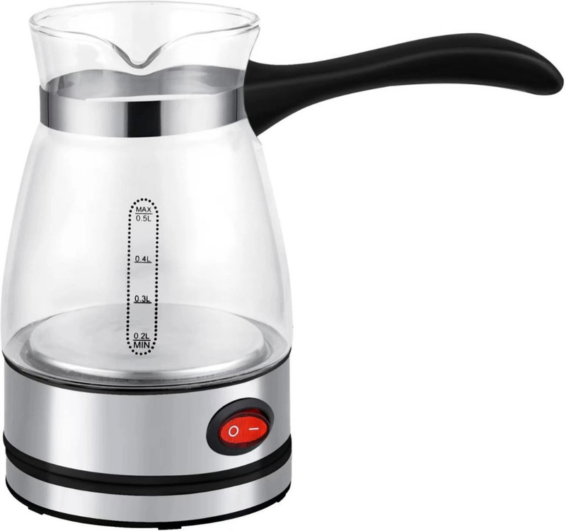 VISHIXIT Electric Turkish Coffee Maker Kettle, Glass Pot 500ml for Tea and Milk Multi Cooker Electric Kettle(0.5 L, Multicolor)