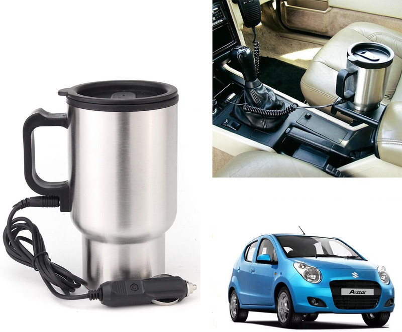 Oshotto 12V Stainless Steel Electric Car Heating Mug For Maruti Suzuki A-Star (450ml) Electric Kettle(0.45 L, Silver)