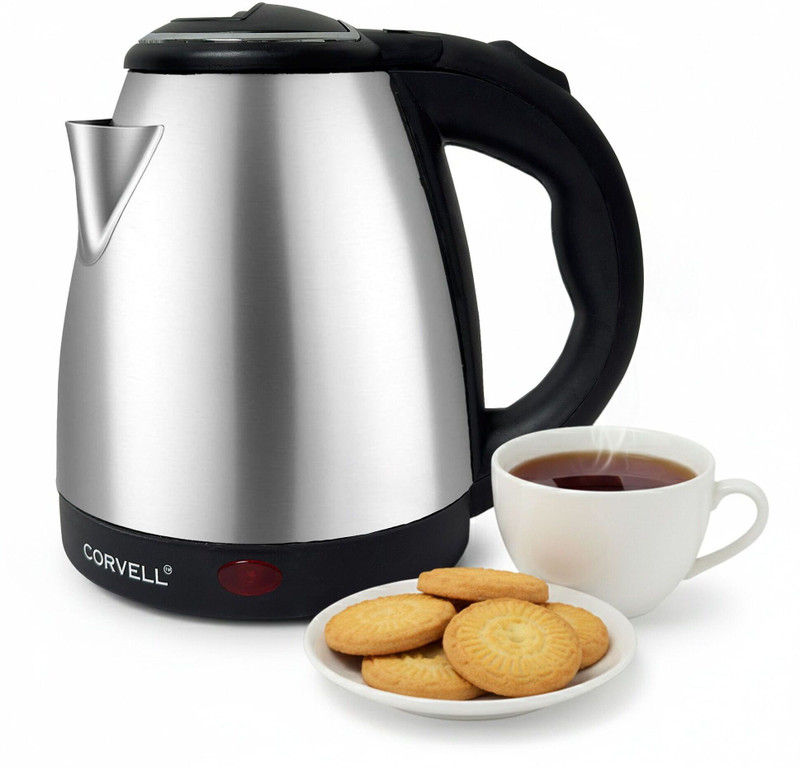 Corvell Stainless Steel Electric Kettle|1500W Fast Boil|Perfect for Home & Kitchen Use Electric Kettle(1.5 L, Silver)