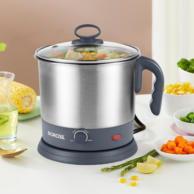 BOROSIL 1.5L Omni Made in India Electric Kettle, Boil upto 7 Eggs, 360° Rotating Base Electric Kettle(1.5 L, Silver)