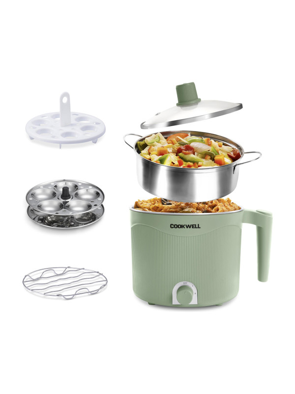 cookwell Multipurpose Steel Kettle Multi Cooker Electric Kettle(1.5 L, Green)