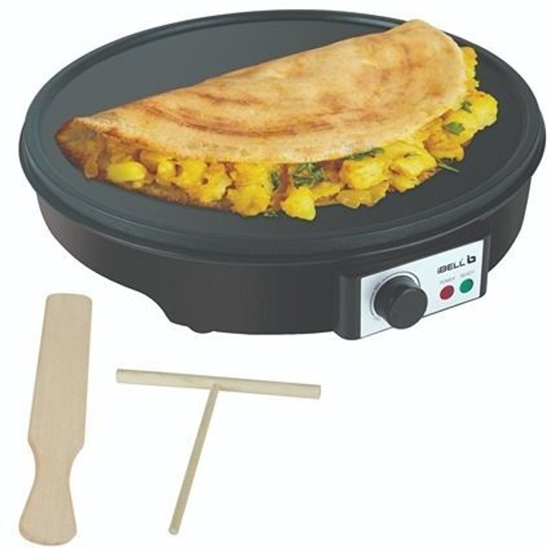 iBELL CRISP300 Electric Dosa Maker with Non-Stick Cooking Plate For Dosa,Roti,Uthappam Round Electric Pan
