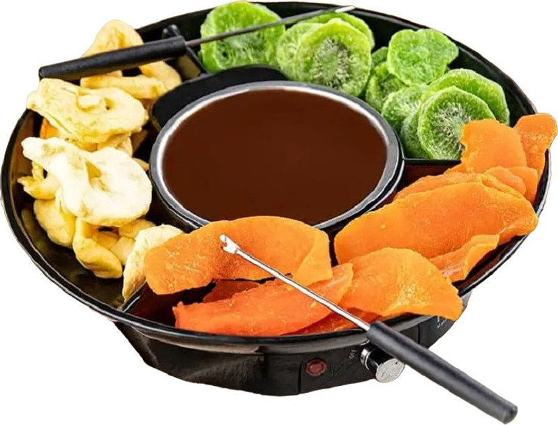 DITCAFOS Chocolate Fondue Maker, Electric Chocolate Melting Pot Set with 4 Steel Forks Round Electric Pan