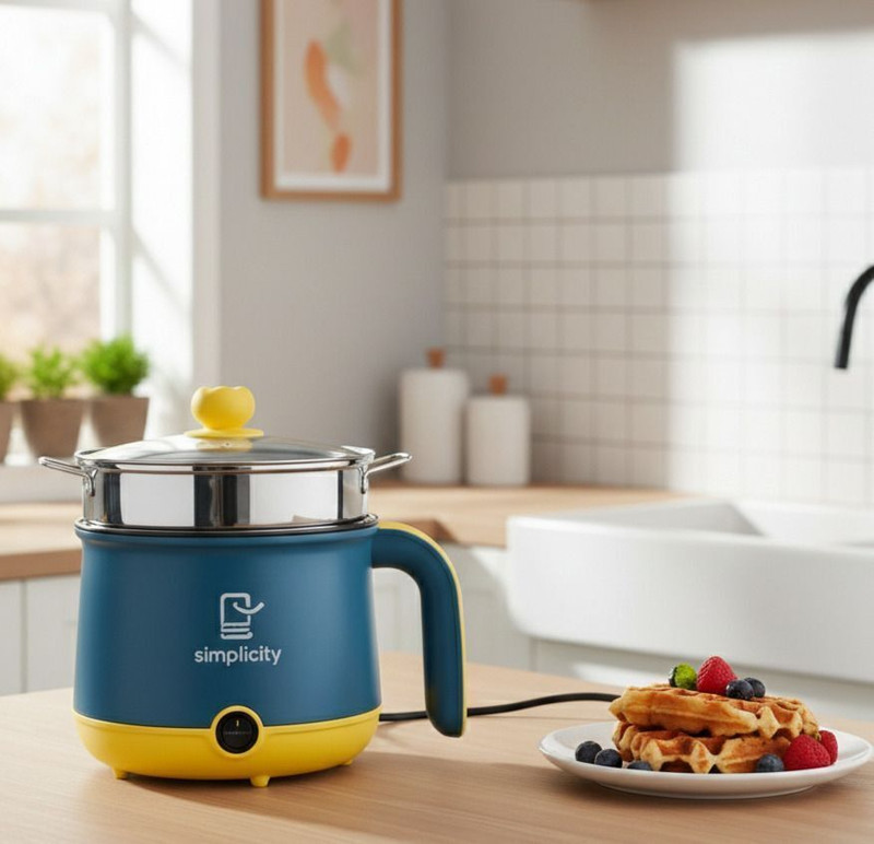 VRTREND Fruitful Cooking Pot Noodle Maker Egg Boiler hot Pot Vegetable(1.8L) Round Electric Pan