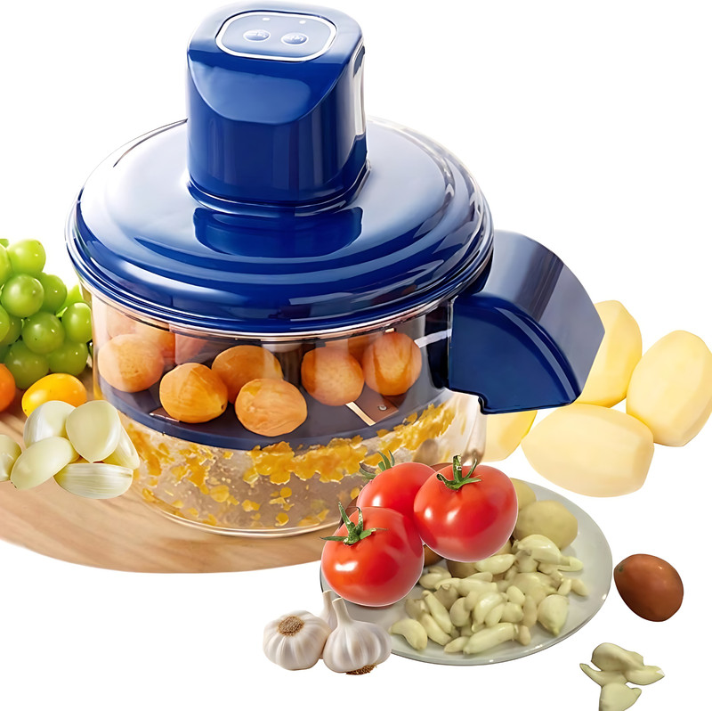 Mokleva Automatic Garlic, Potato & Fruit Peeling Machine 5 Stainless Steel Blades System Electric Peeler