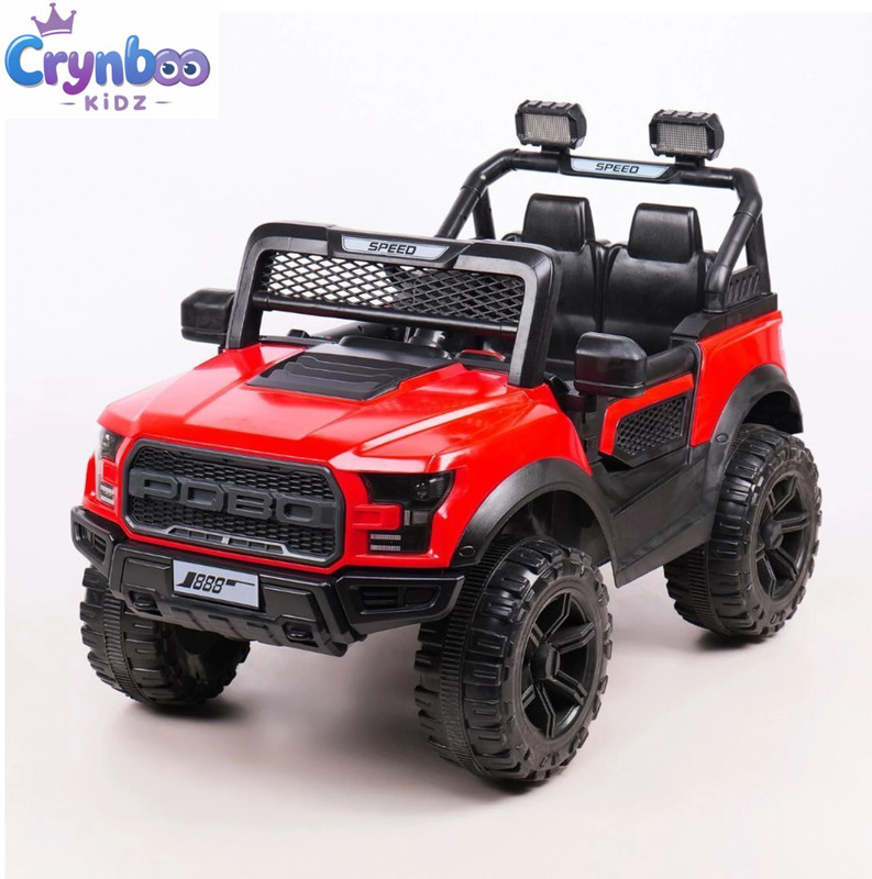 CRYNBOO KIDZ POBO Rechargeable SUV for Kids with Bluetooth, Music & Lights| Dual Driving Mode Jeep Battery Operated Ride On(Red)
