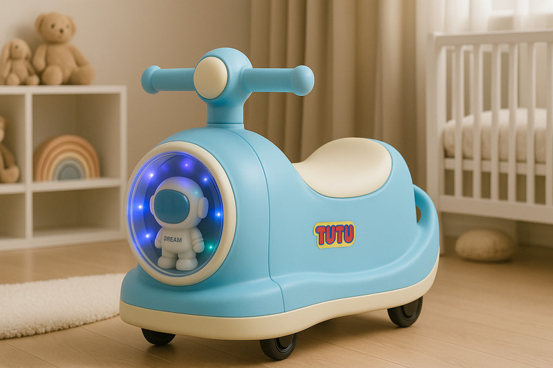 GHUNTY Astronaut Ride-On Toy for Kids with LED Lights & 360° Swivel Wheels Rideons & Wagons Non Battery Operated Ride On(Blue)