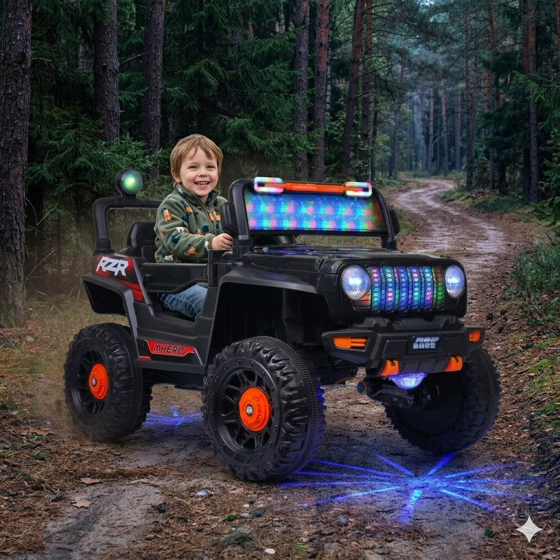 Colorpunch ROXX (THAR) Jeep Battery Operated Ride On(Black)