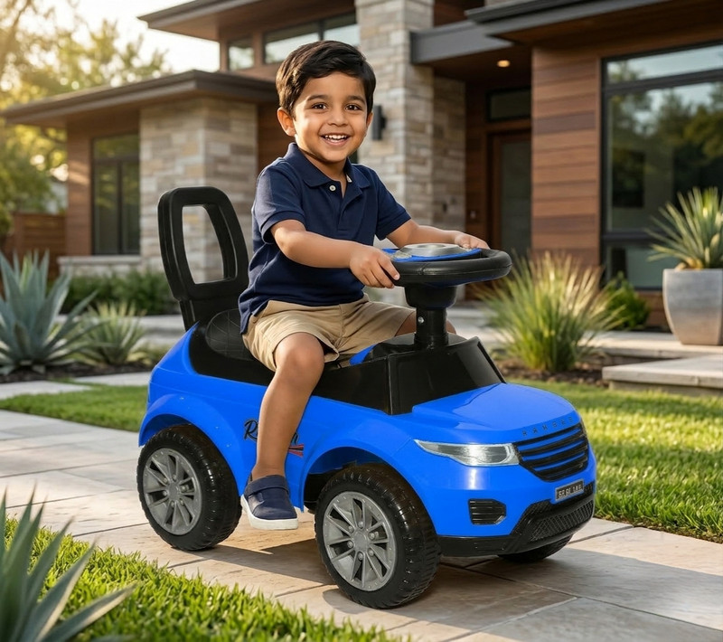 kidznation Kidznation Ranger Ride-On Blue Push Car with Storage & Backrest I for Ages 2+ Rideons & Wagons Battery Operated Ride On(Blue)