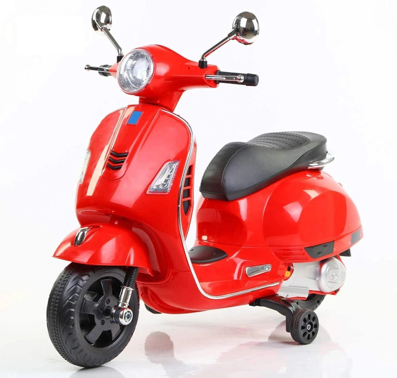 Ayaan Toys Vespa 12v Battery Operated Rechargeable Ride On Scooter with Foot Accelerator Scooter Battery Operated Ride On(Red)