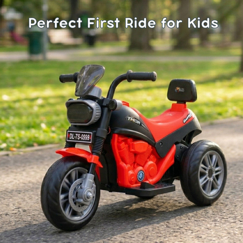 A+13 TOYS Thor EV Kids Ride On 6V Bike, Forward Backward, LED & Music (2-5Y) Bike Battery Operated Ride On(Blue)