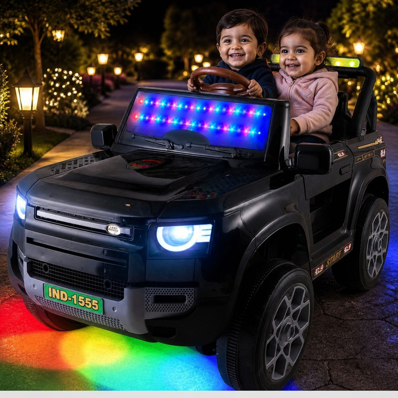 JoyRide Defenderr Big Size Premium 4*4 SUV Jeep 12V Electric Ride On Car Battery Operated Ride On(Black)