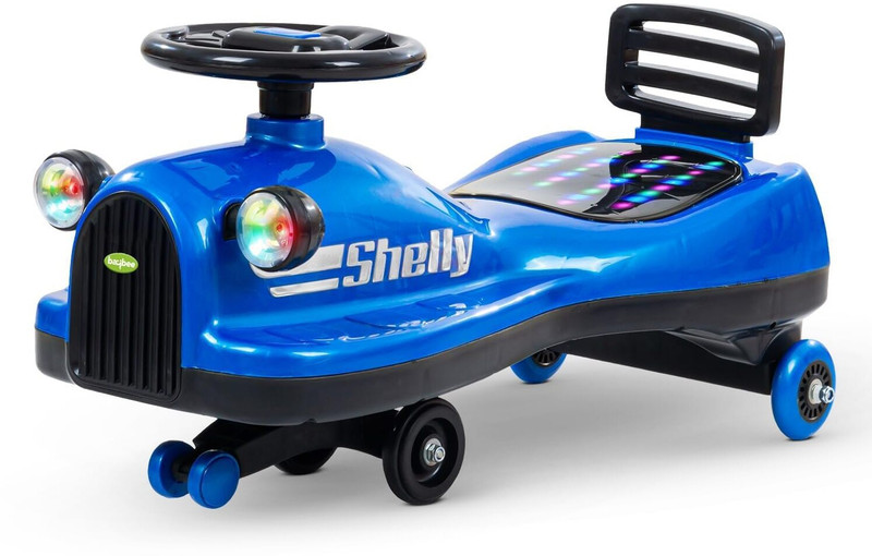 the pampam Trio Baby Swing Car with Lights & Music | 360° Ride-On (3-8Y) Scooter Non Battery Operated Ride On(Blue)