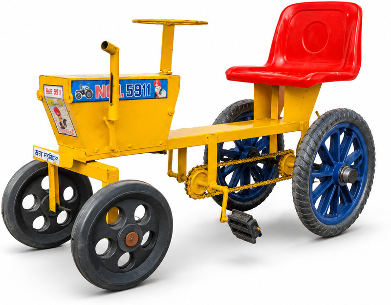 Fosicinspire Heavy Duty Cycle Tractor | Twin Tractor Push Pedal Vehicle for Boys & Girls Car Non Battery Operated Ride On(Yellow)
