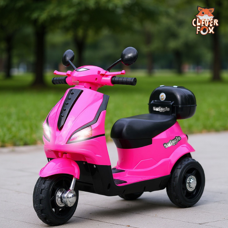 CLEVER FOX Kids Scooter with 3-Wheel Design, LED Lights, Music & Charger Scooter Battery Operated Ride On(Pink)