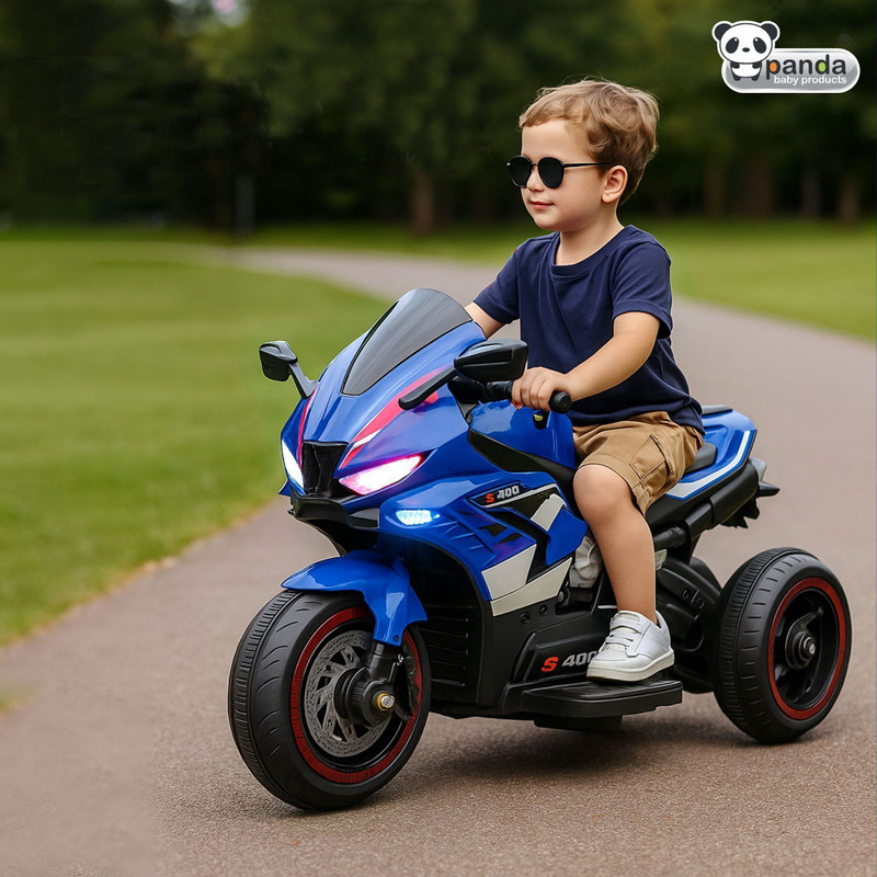 PANDA BABY PRODUCTS S400 6W Ride-On Bike for Kids with Dual Seating, Pedal & Bluetooth Music Bike Battery Operated Ride On(Blue)
